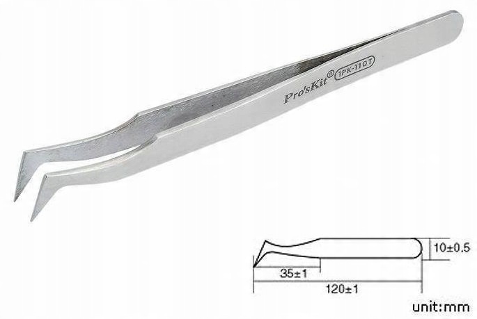 

Pęseta antymagnetyczna zagięta 120 mm, 1PK-110T