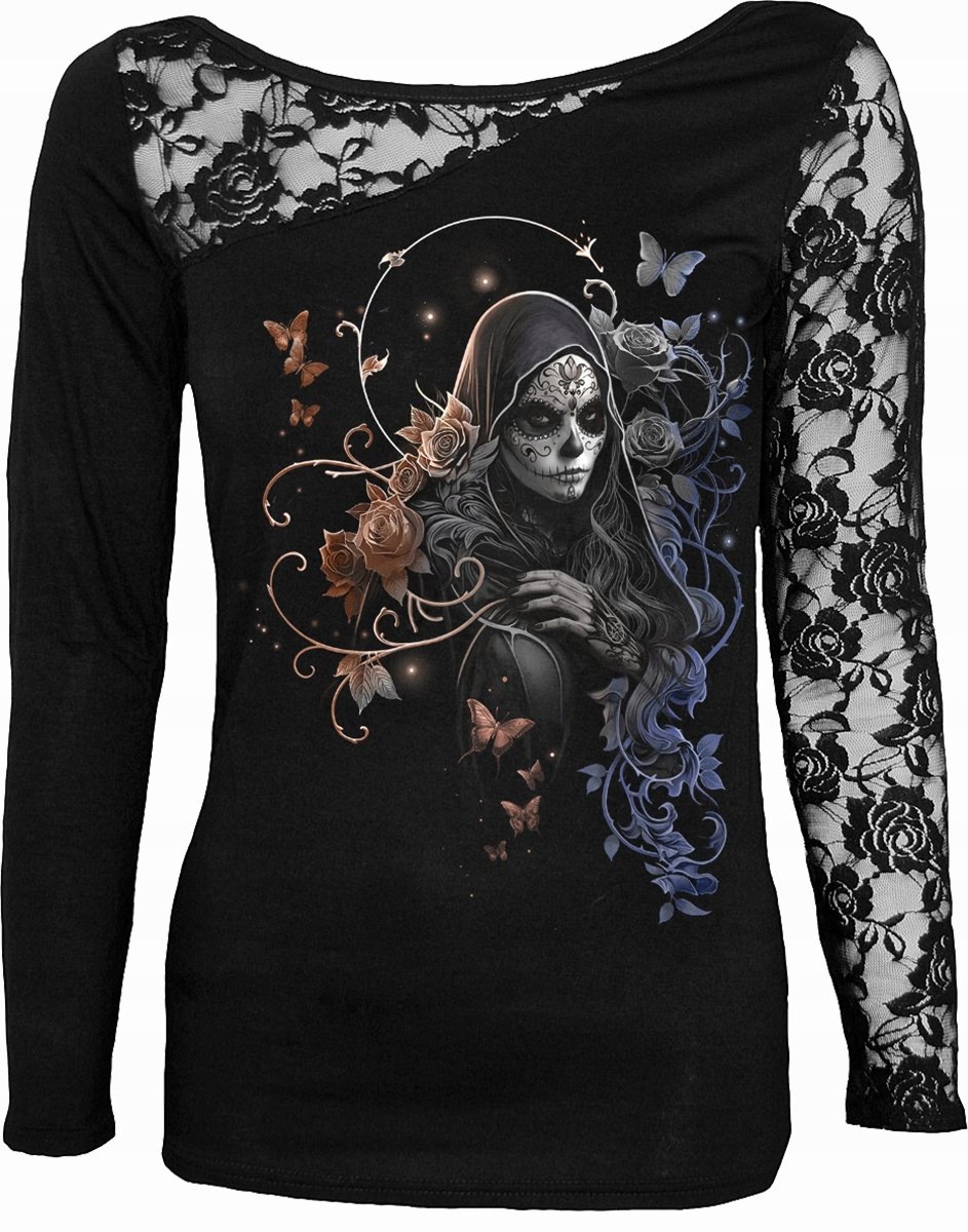 Dámská halenka s krajkou Gothic Grace černá Spiral 3XL