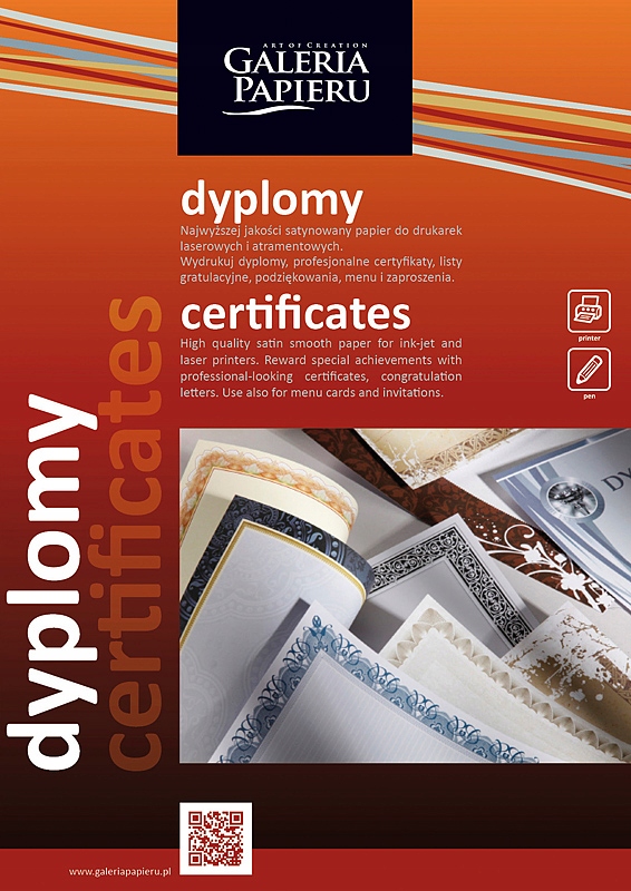 DYPLOM A4 PRYMUS N 25 ARKUSZY 170G GALERIA PAPIERU Format papieru A4