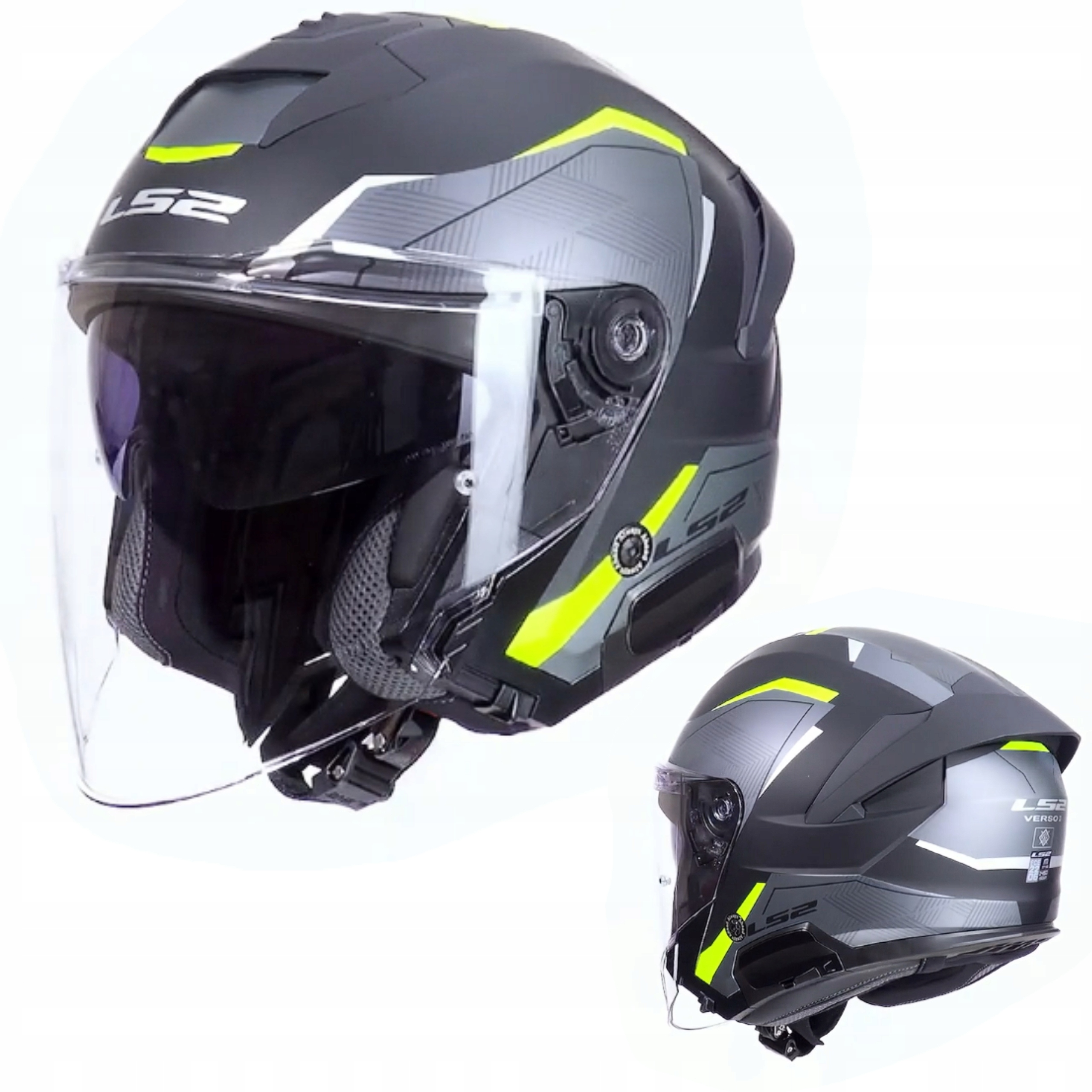 Motocyklová Prilba LS2 OF618 Verso II Air Black/Grey/ Yellow Otvorený Jet L