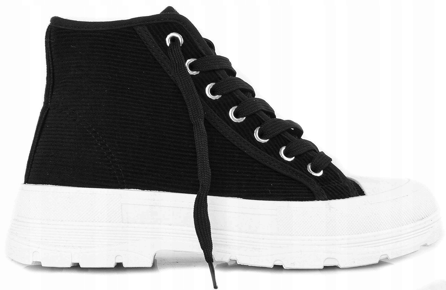 

6366 Czarne Wysokie Trampki Palladi Platforma 38