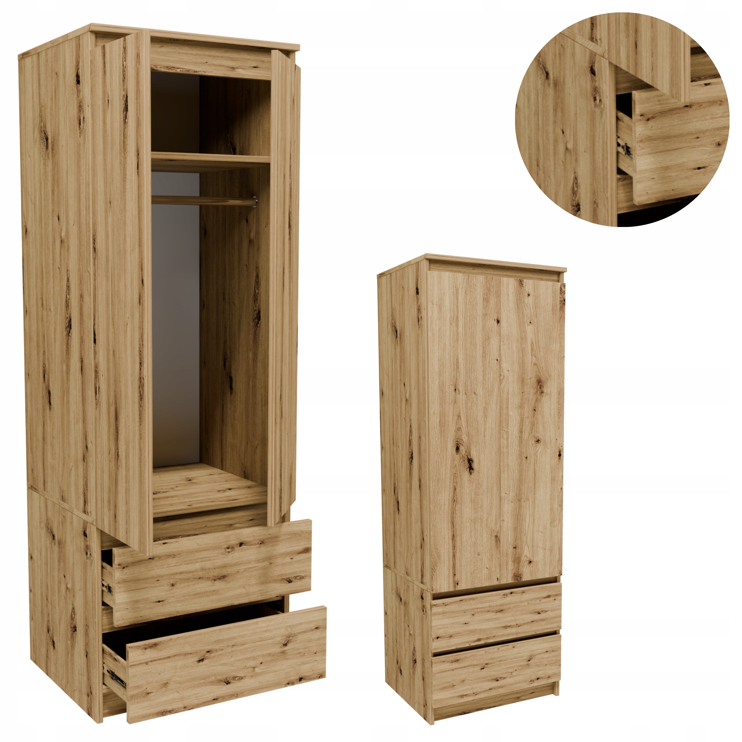 Skříň STA60ART artisan šatní tyč zásuvka regál na oblečení věšáky