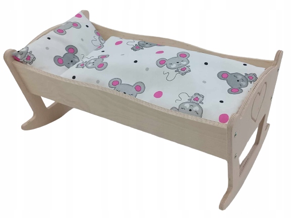 KOŁYSKA DLA LALEK DUŻA GRAWER. POŚCIEL BAWEŁNIANA