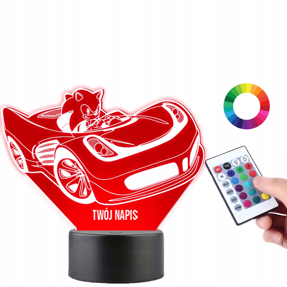 Lampka na Biurko Statuetka Led Gra Sonic w Samochodzie Grawer Prezent