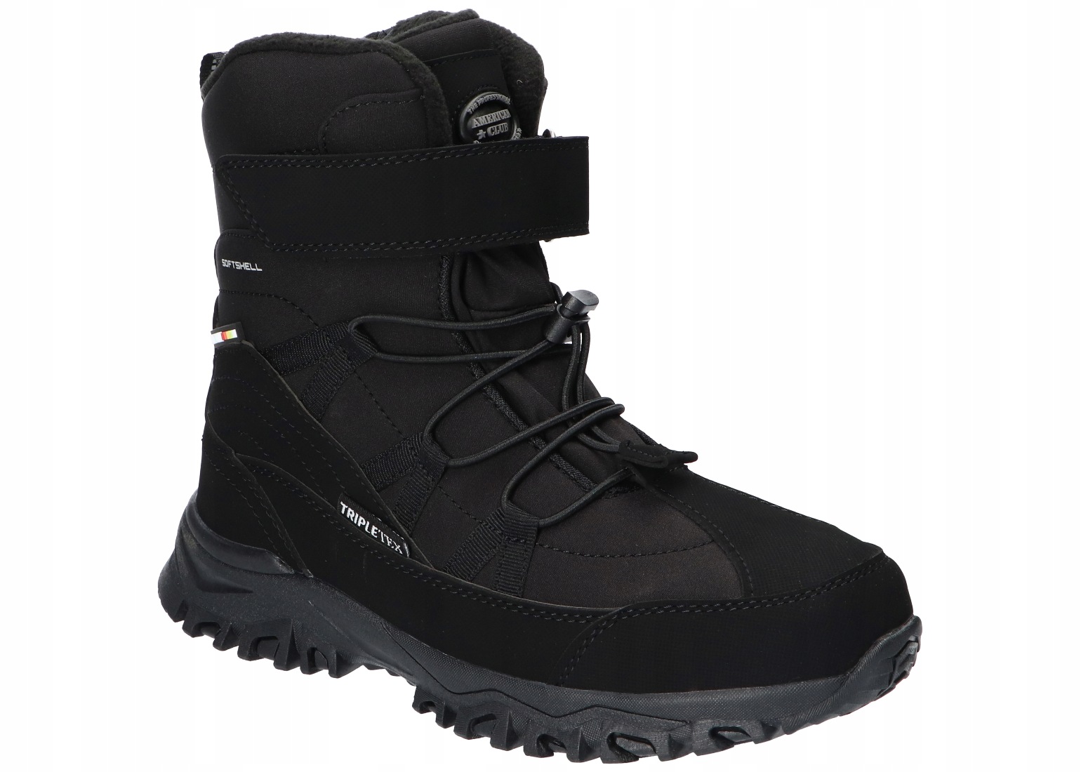 American Club SN94 Zateplené Zimní Boty Trapery Sněhule Na Suchý Zip Black 40