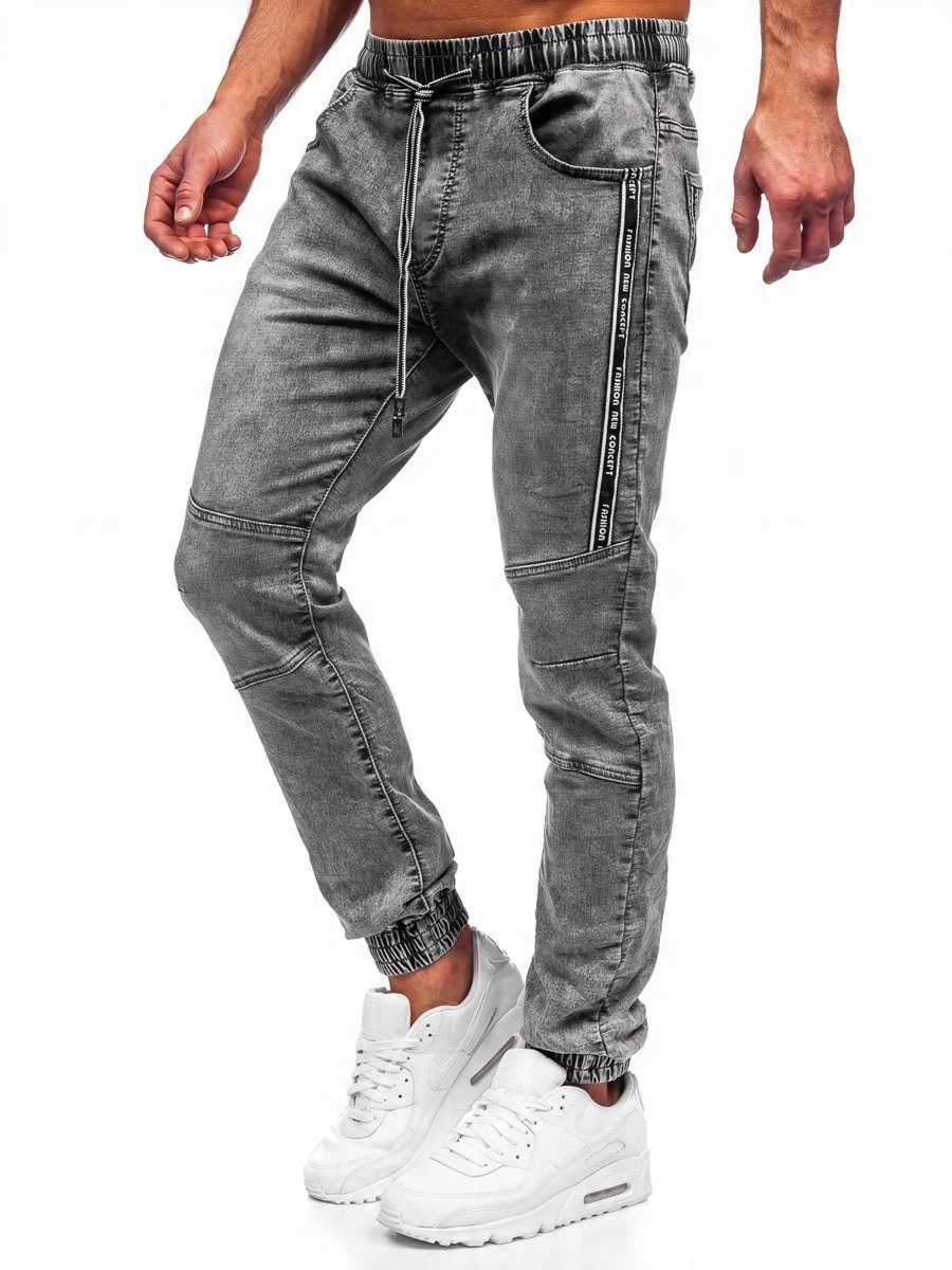 

Spodnie Jeansowe Joggery Czarne TF052 Denley_s