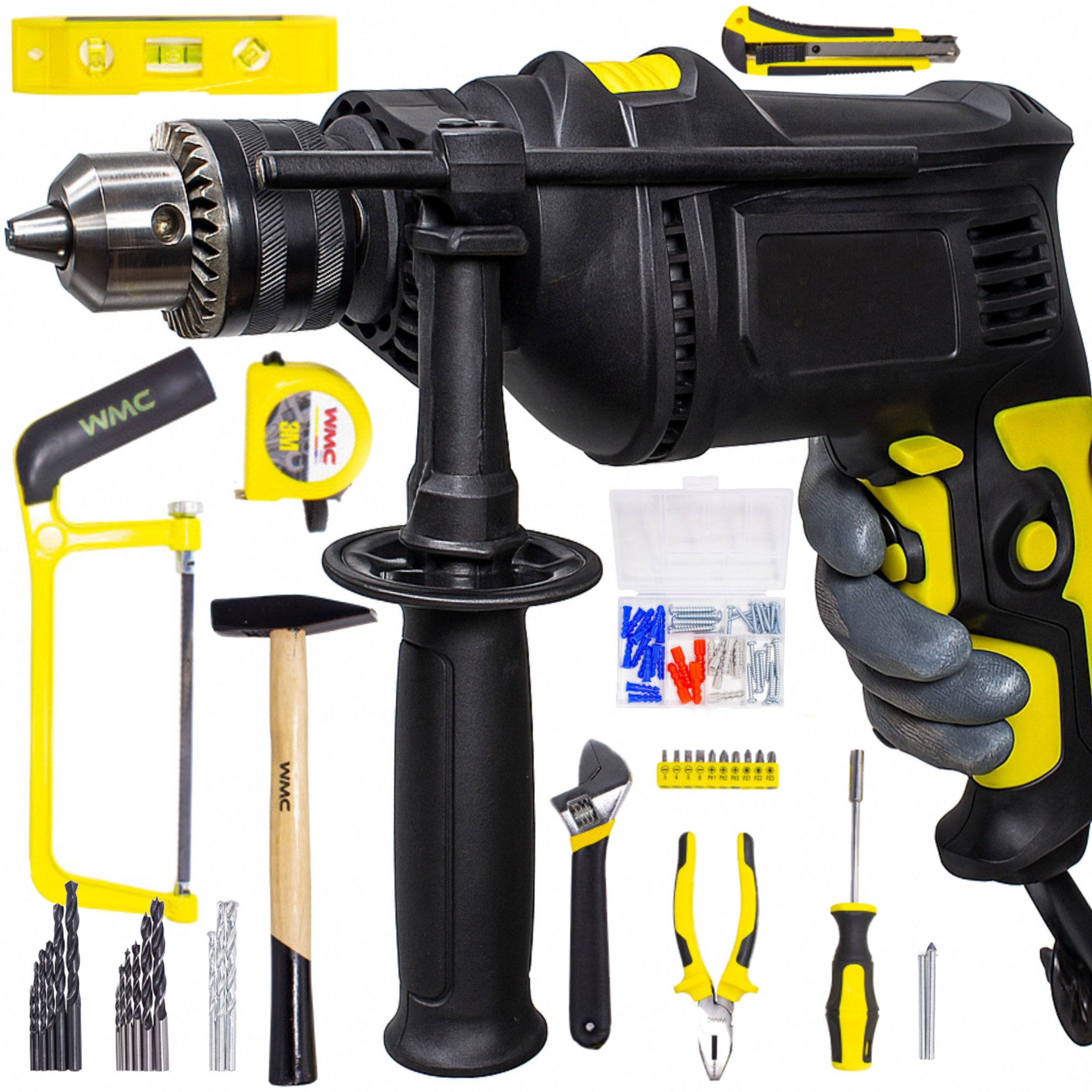 Set Príklepová Vŕtačka 750 W Nástroje Na Vŕtačku Bity 96ks Kufor