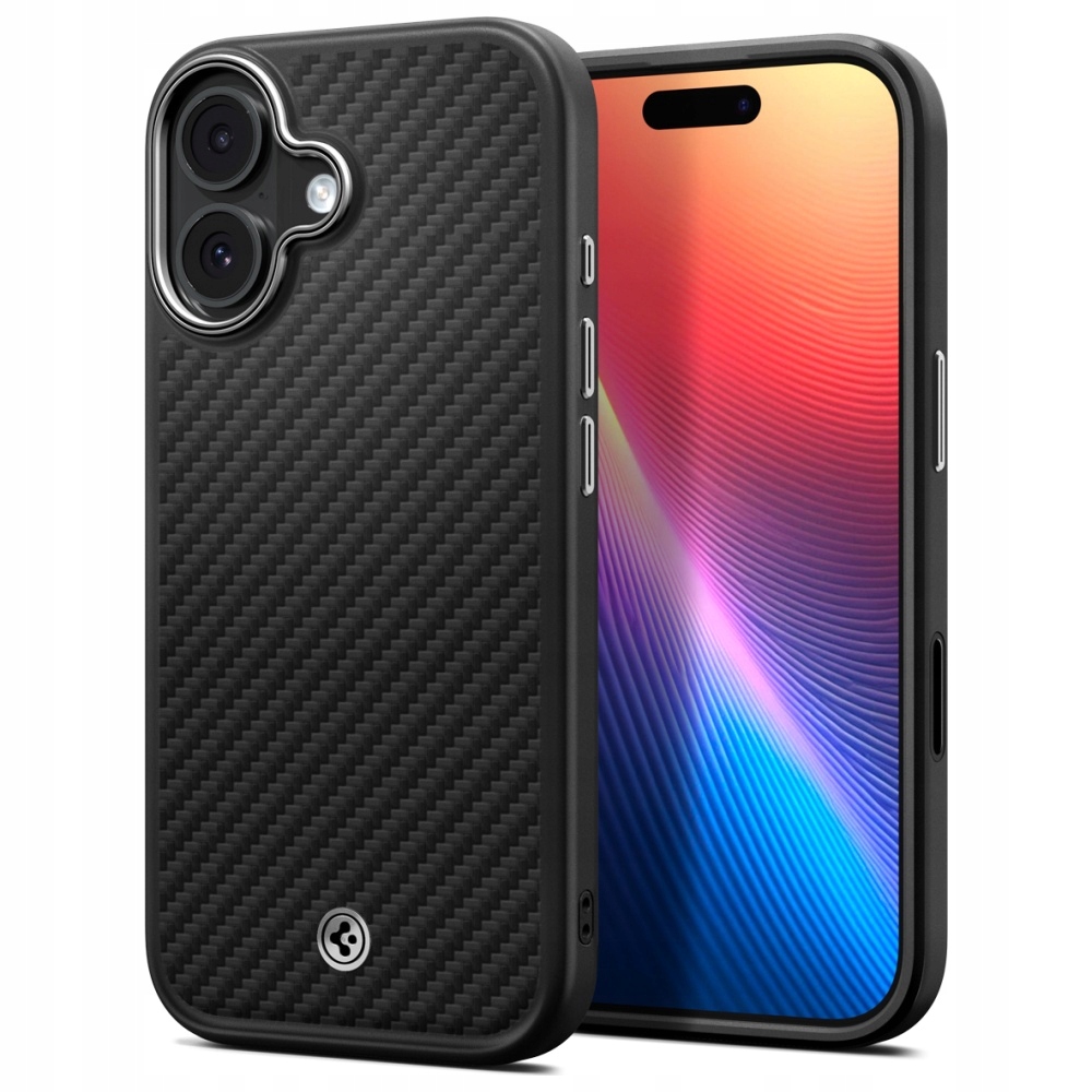 Pouzdro Spigen Enzo Aramid "t" Mag MagSafe pro iPhone 17 černo stříbrné