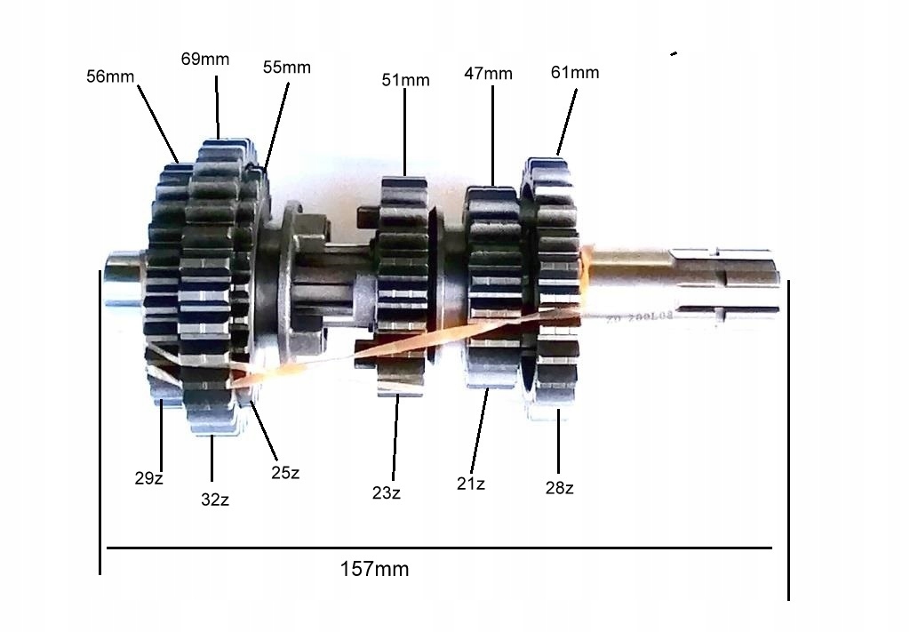 Skrzynia Biegow walek zdawczy sprzeglowy CROSS 250 Part number 34535555333