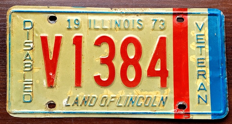 Illinois 1973 Veteran - tablica rejestracyjna z USA