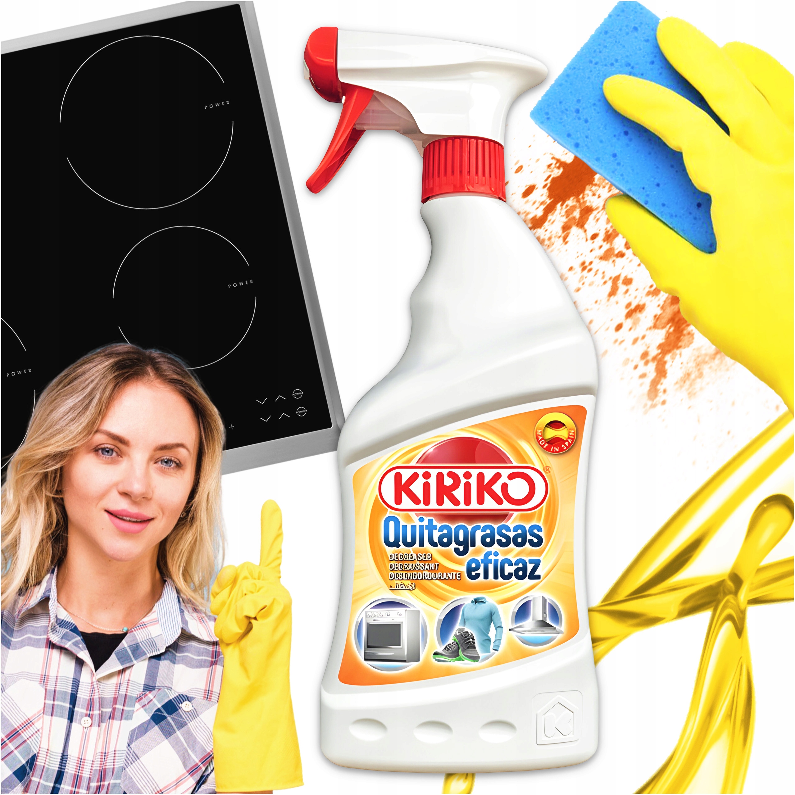 ŚRODEK DO CZYSZCZENIA ODTŁUSZCZACZ W SPRAYU DO TRUDNYCH PLAM 750ml KIRIKO