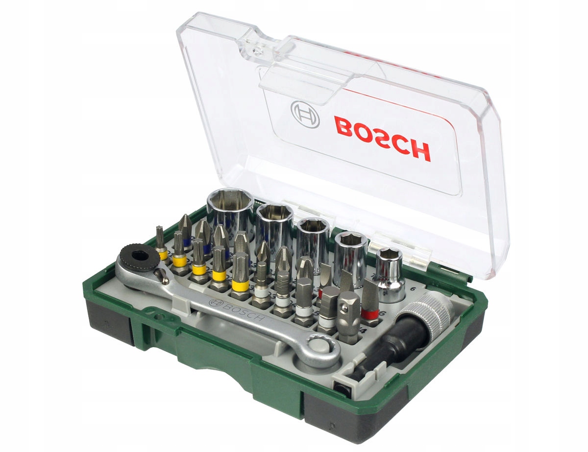 ZESTAW 27 sztuk BITÓW, NASADEK + GRZECHOTKA BOSCH Liczba elementów w zestawie 27 szt.
