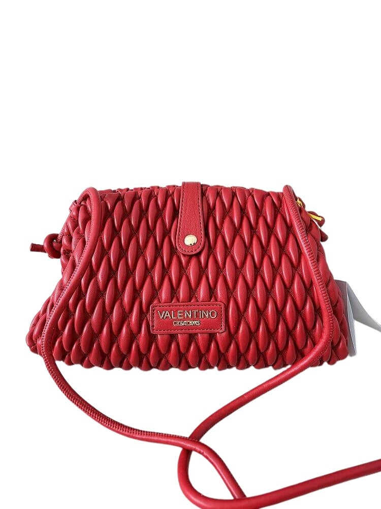 Valentino Creations kabelka pošťačka červená pletená