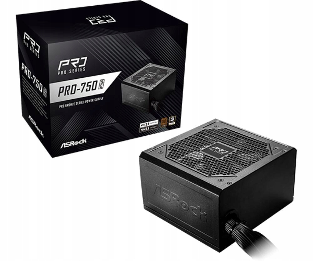 Asrock zdroj PRO-750B, 750W, 80Plus Bronze, 120 mm, Atx 3.1 PRO-750B