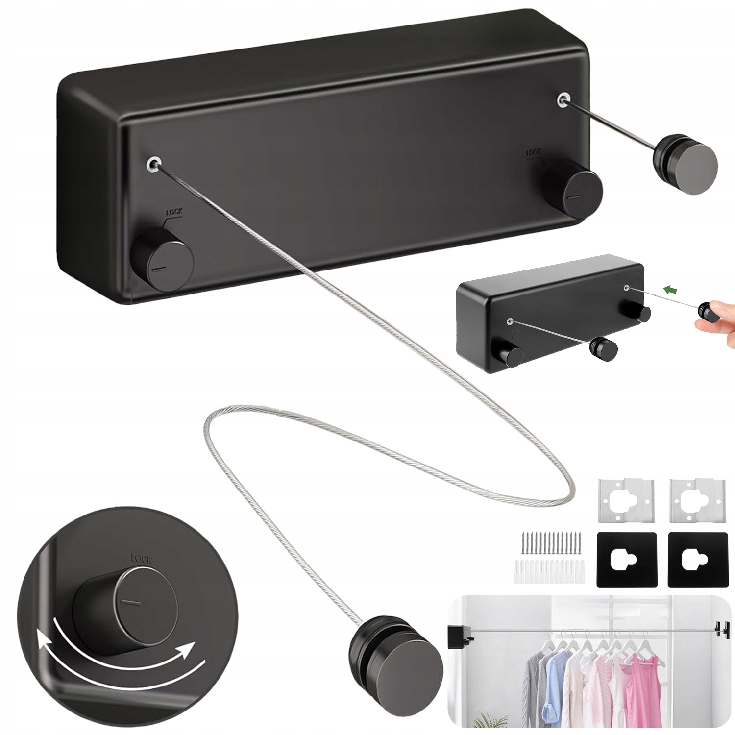 Levně Výsuvná Šňůra Na Sušení Prádla Lanko Z Nerezové Oceli 4,2 M Na Balkonech