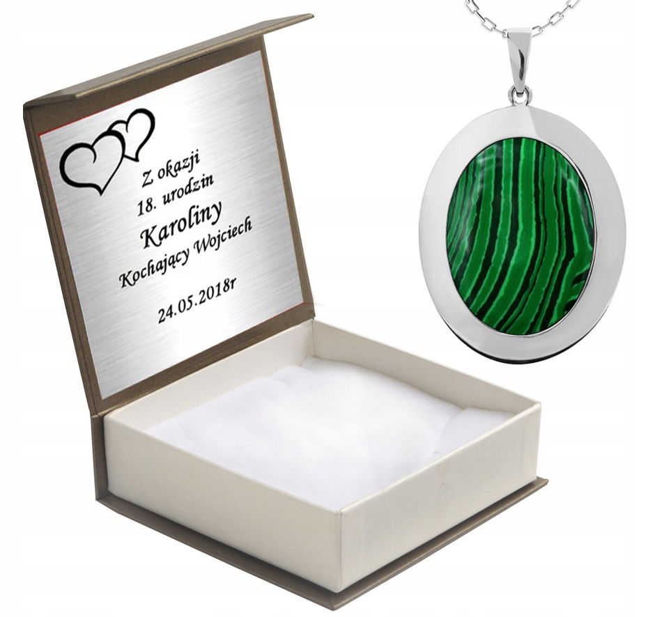 

Wisiorek Duży Z Malachitem I Łańcuszkiem + Grawer