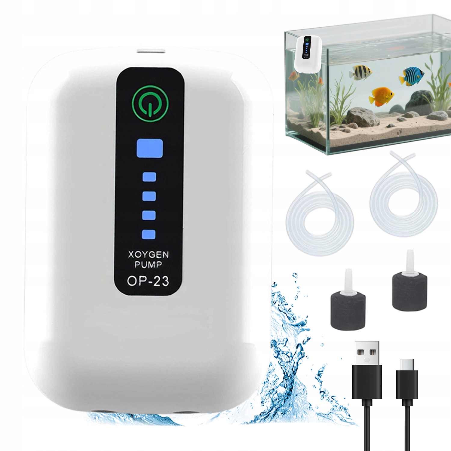 Levně Kompaktní Akvarijní Provzdušňovač Usb Tichý Pro Domácí Akvárium