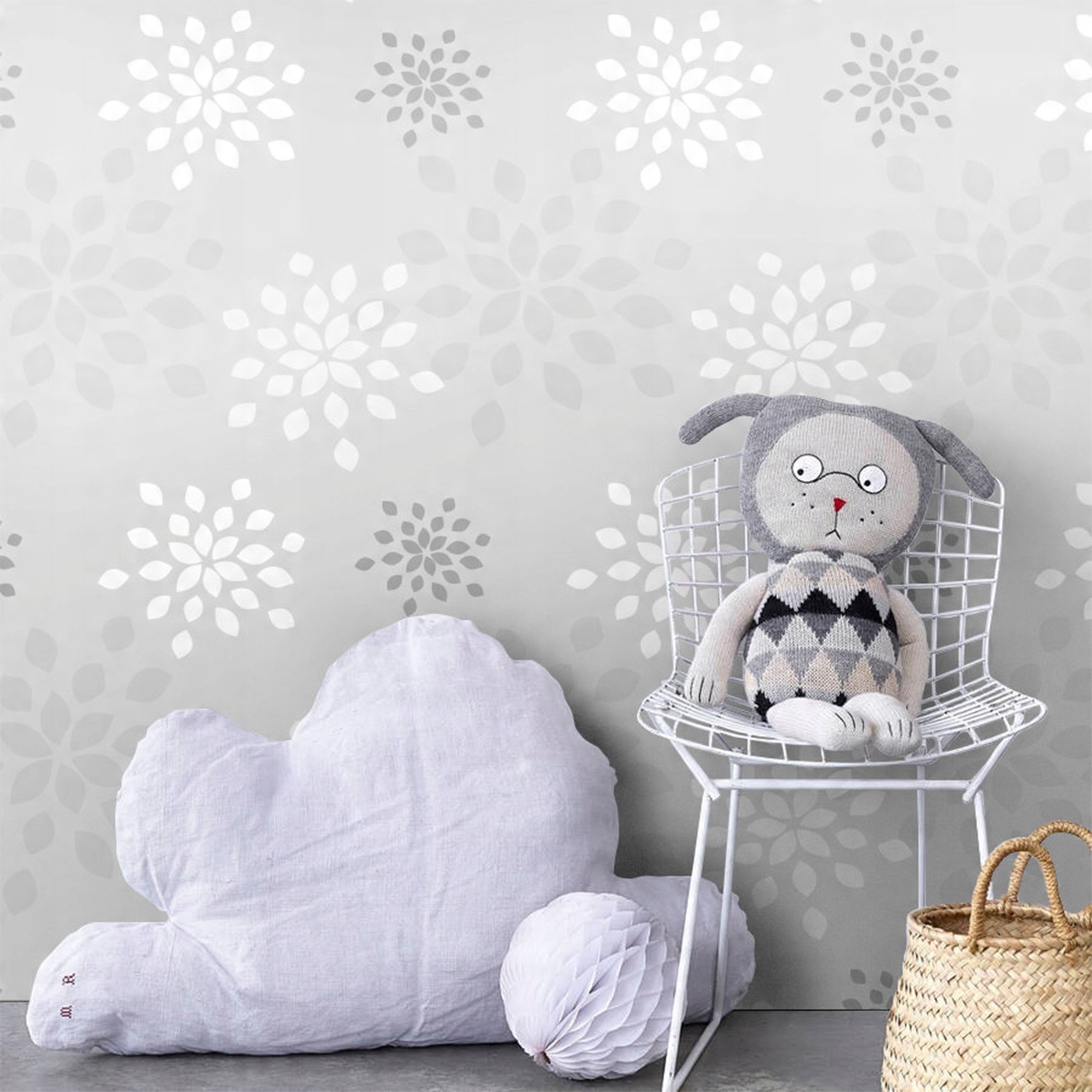 

Tapeta flizelinowa Szare kwiaty 152x104 cm + klej