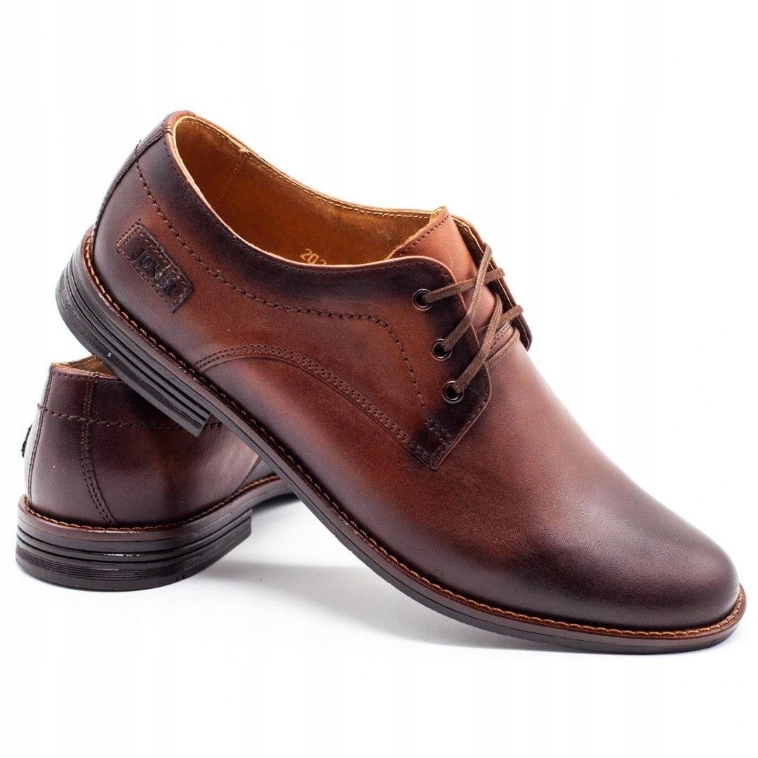 Pánské boty z přírodní kůže 328 hnědé polský výrobce 40