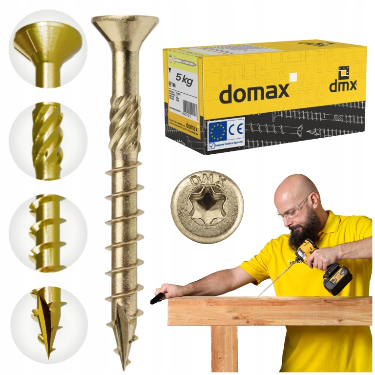 Tesařské vruty do dřeva s kuželovou hlavou 4 mm Cs 5 kg 4x30