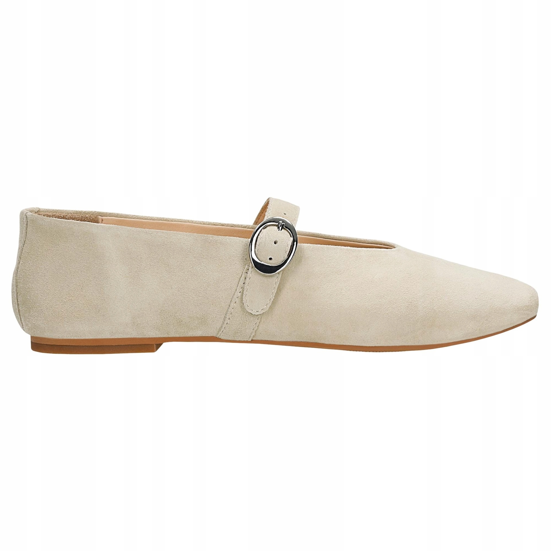 Béžové baleríny Mary Jane z velurové štípenky vel. 38