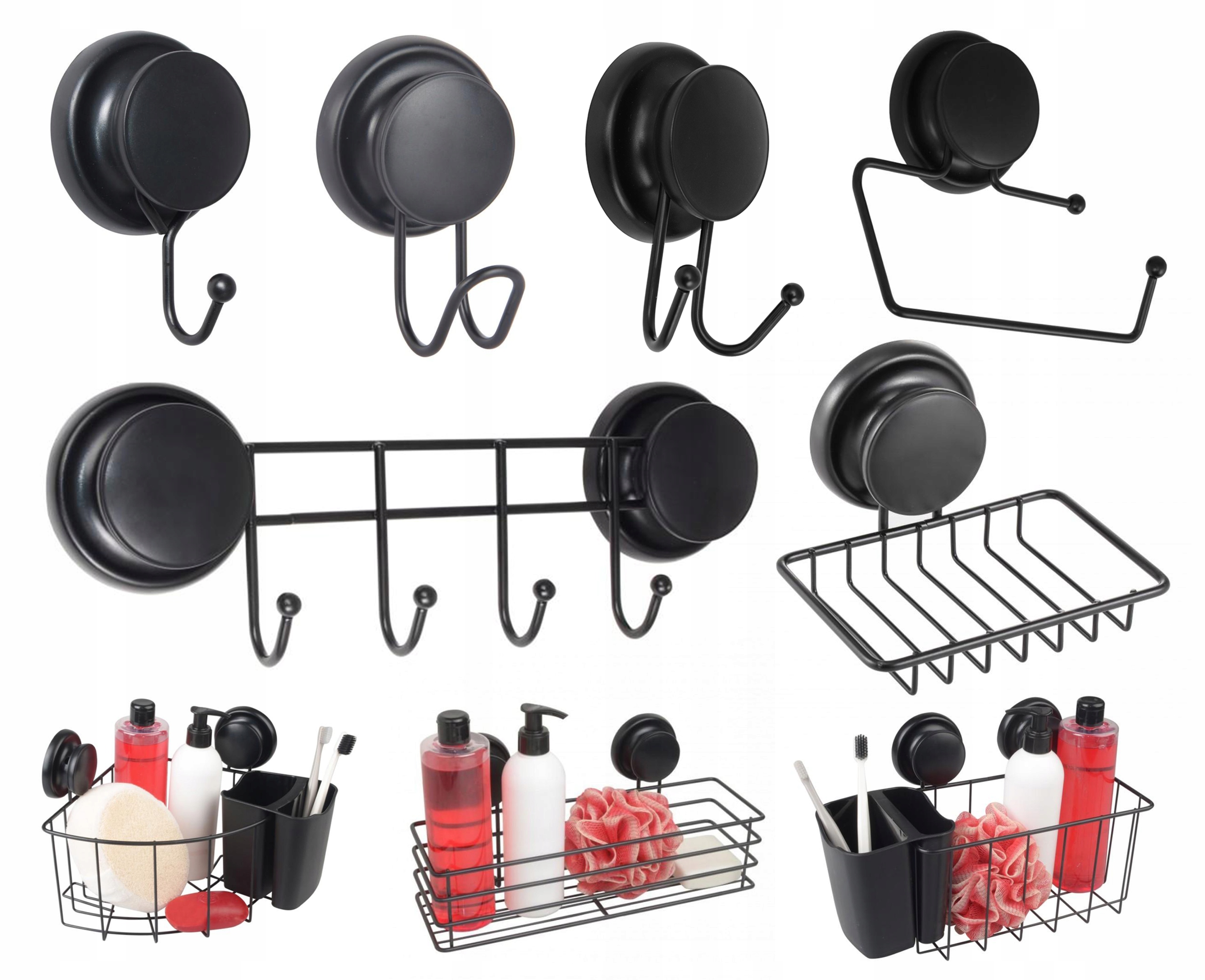 Uchwyt Ścienny Wieszak Na Przyssawkę Na Papier Toaletowy Czarny Typ uchwyt