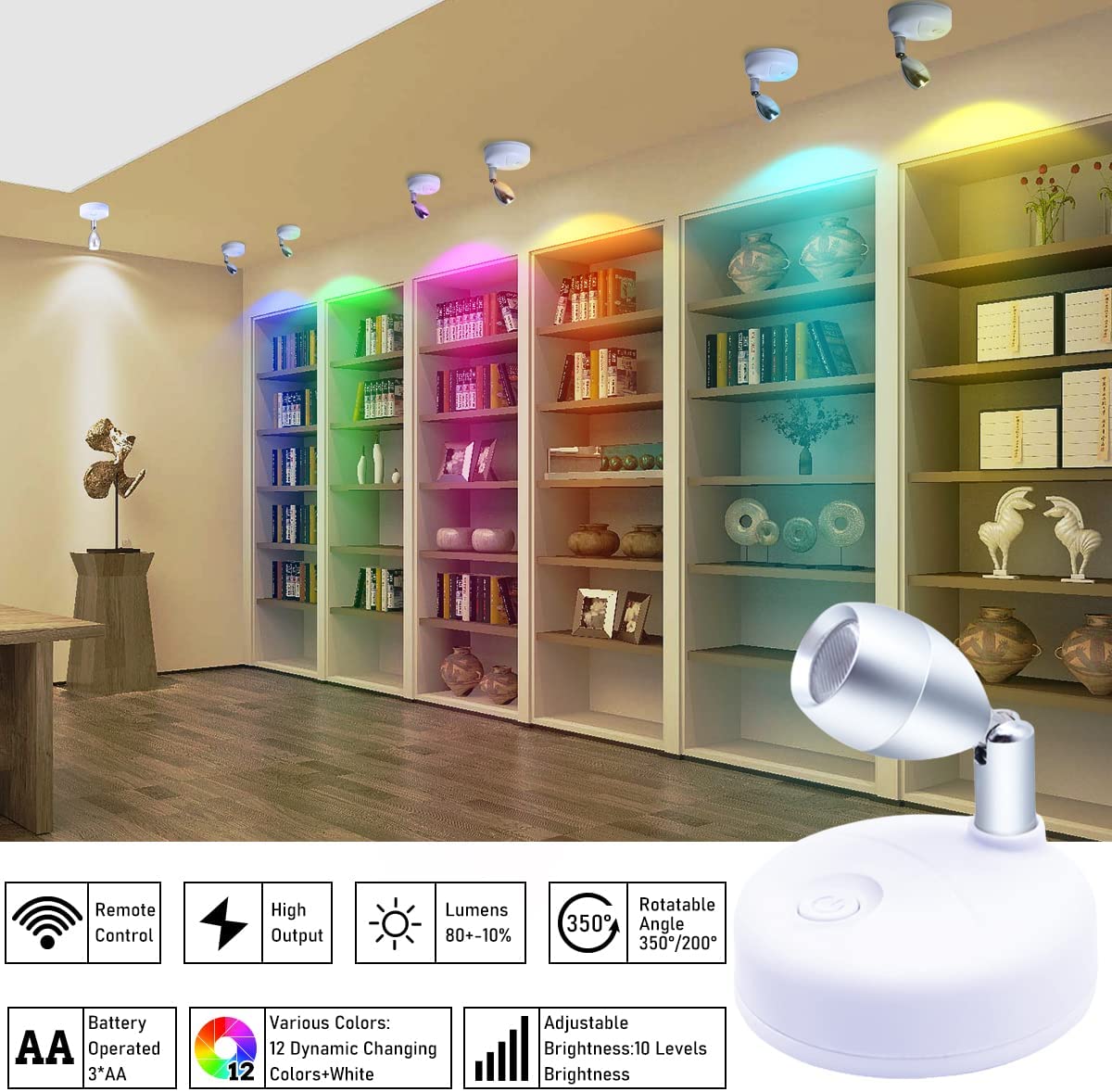 4xLAMPKA BATERIE BEZPRZEWODOWA LED Reflektor+PILOT Liczba punktów światła 6