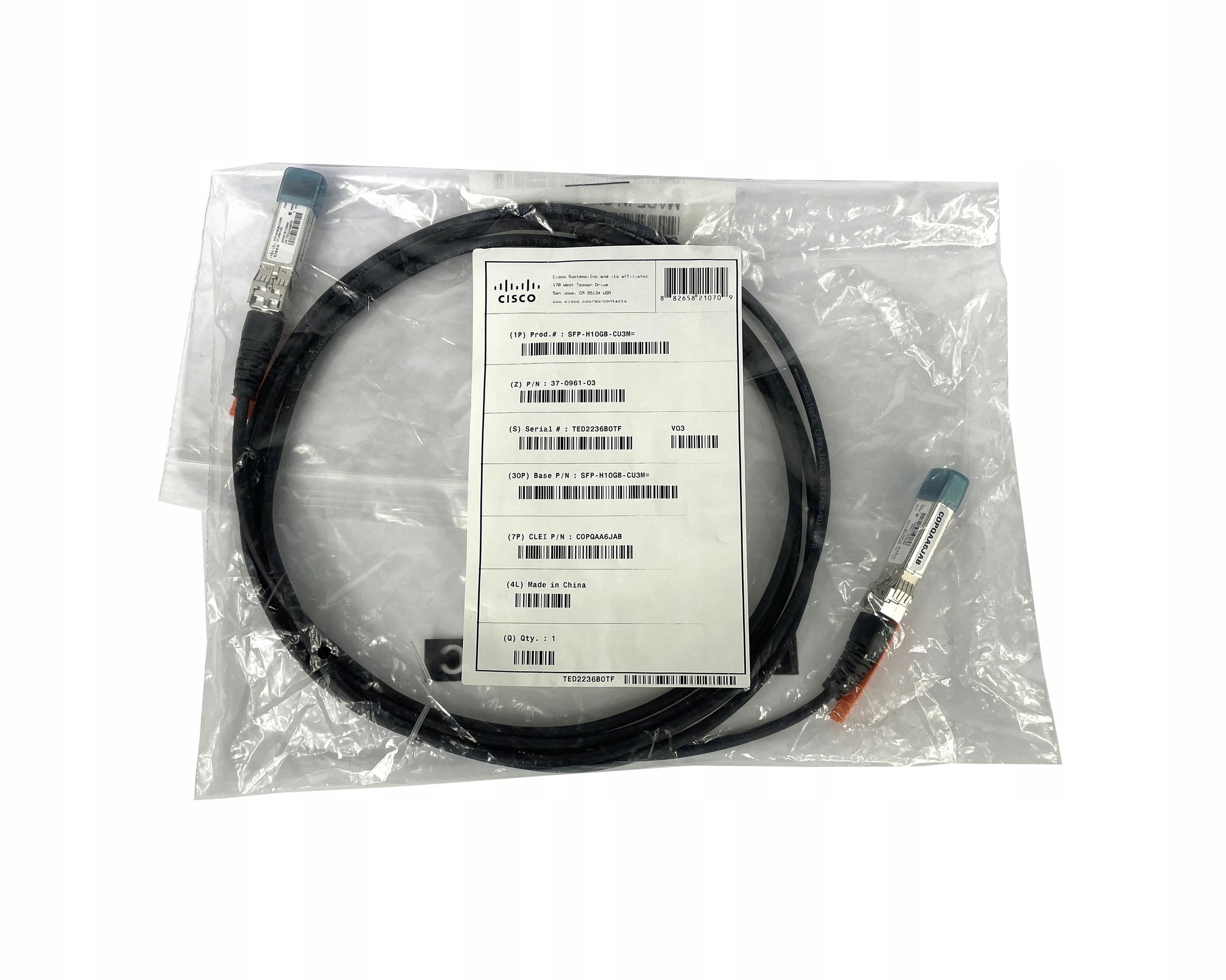 SFP-H10GB-CU3M Cisco 10GBASE-CU Sfp+ Cable 3