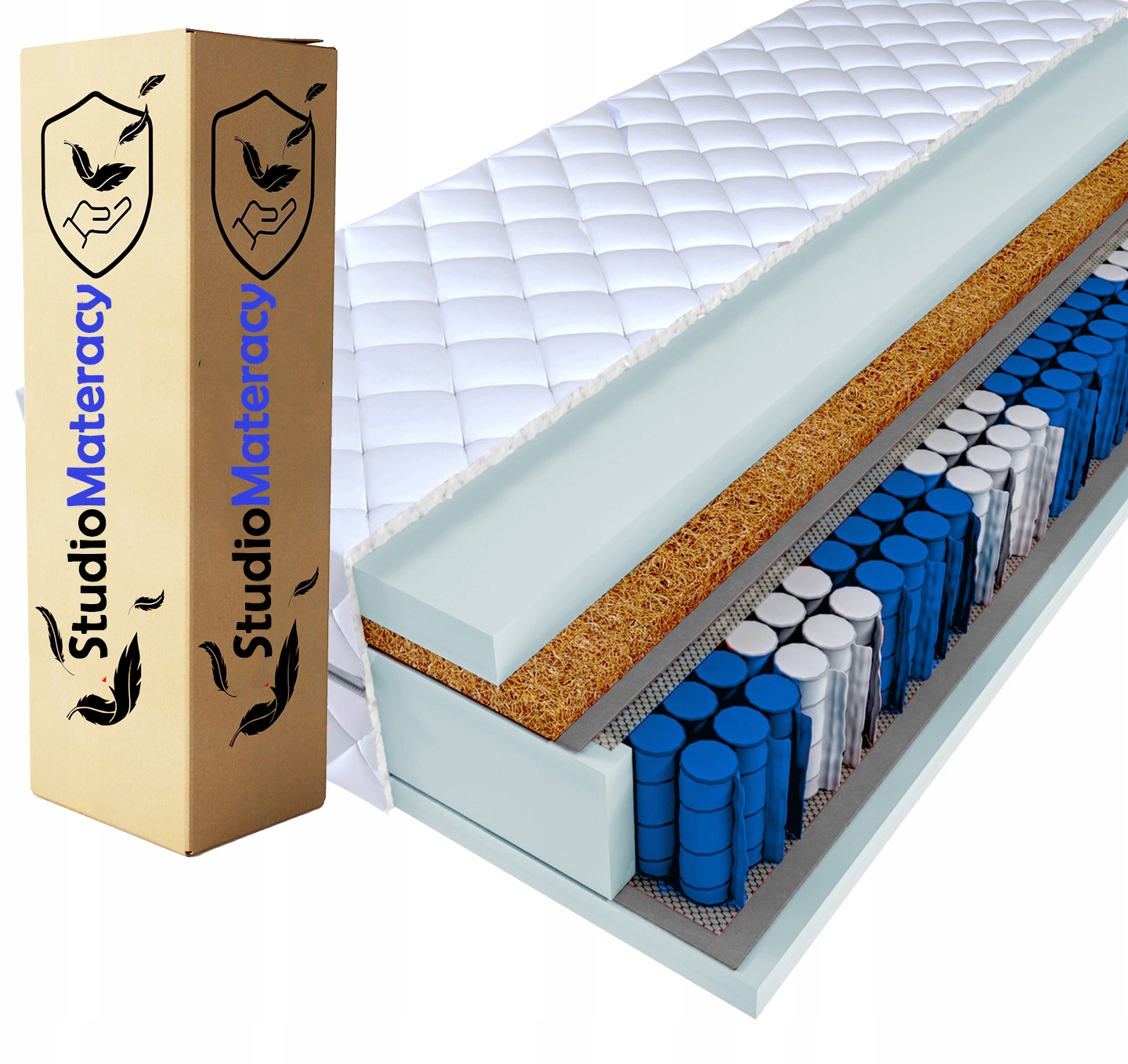 Materac kieszeniowy Max 90x200 H3/H4 z kokosem Kokos średnio-twardy 24cm