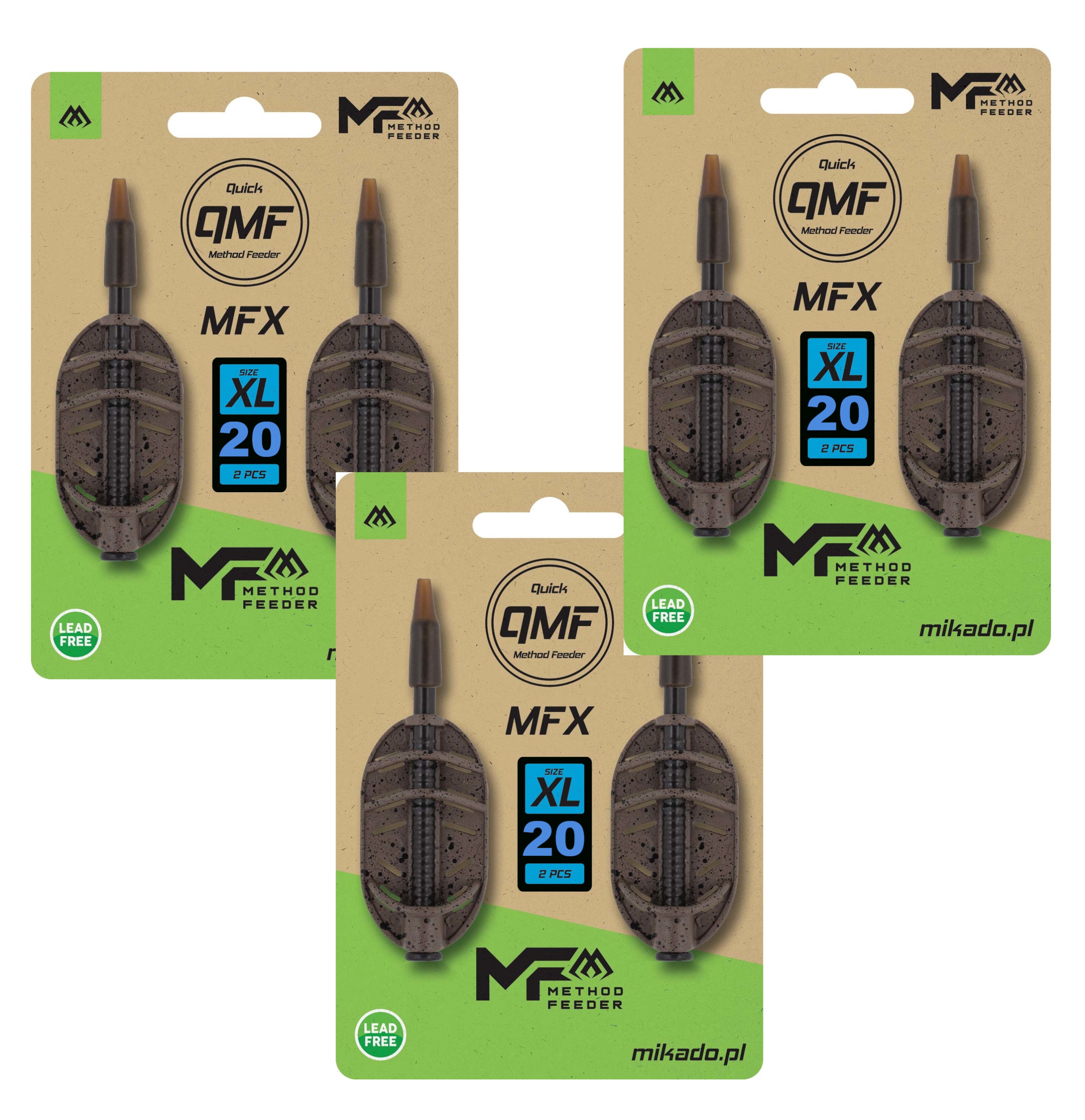 6x podajniki eco z cynku Do Metody Mikado Method Feeder Mfx rozmiar XL 20g
