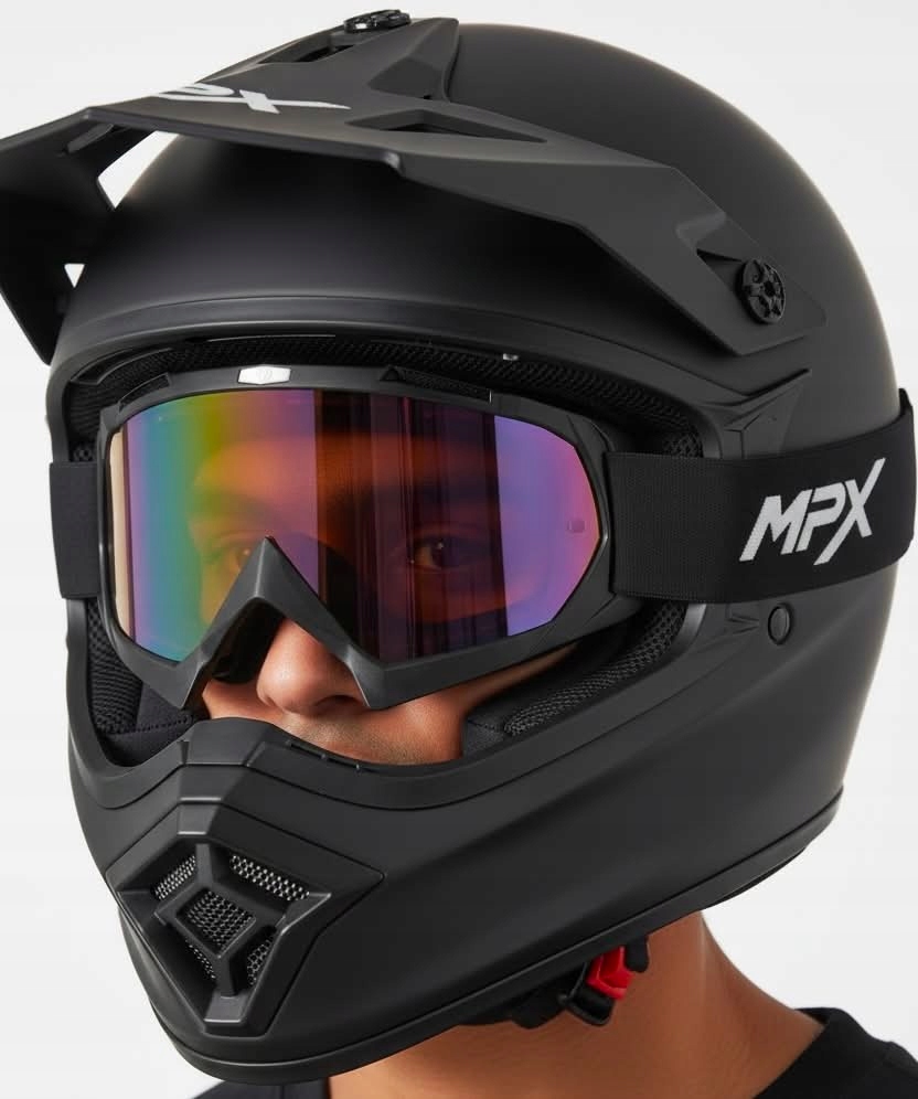Gogle Czarne Lustrzane Cross Enduro Atv Quad Bmx Hulajnoga Off Road Mpx