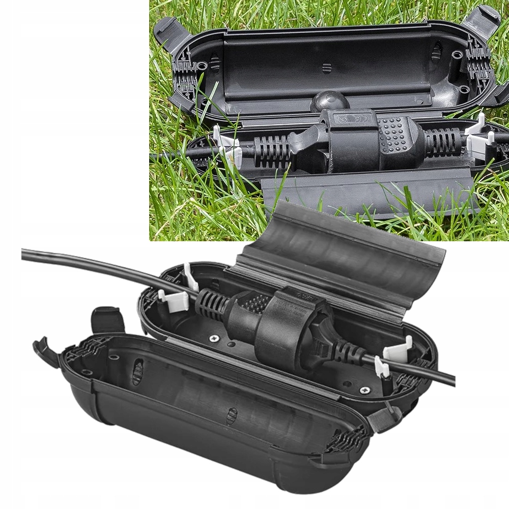 OSŁONA KABLA WTYCZKI I GNIAZDKA CZARNA ZABEZPIECZENIE PRZEDŁUŻACZA IP44