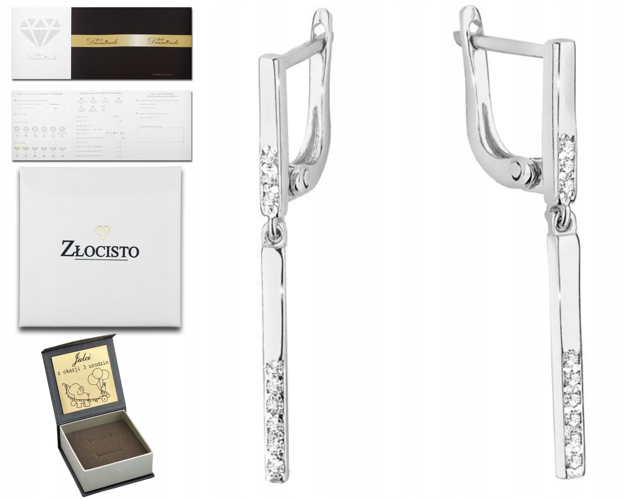 Bílé Zlato Náušnice Se Závěsnými Brilianty 585