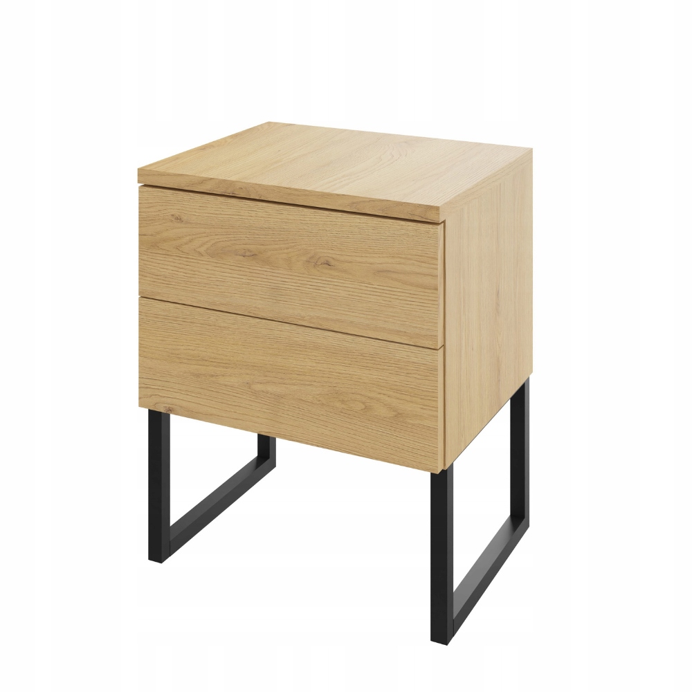 Noční stolek se dvěma zásuvkami s nožkami, click-on, sluneční dub, šířka 50 cm