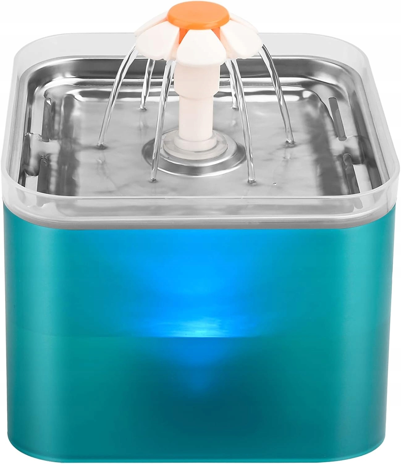 Fontána Pro Kočky Psa Nerezová Ocel Led Filtr Čerpadlo Voda 2L