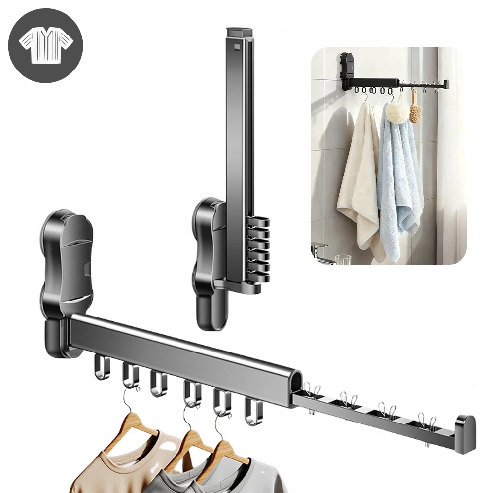 Levně Skládací Věšák Na Zeď Šedý Dva Savci Sušák Na Prádlo Pro Domácnost