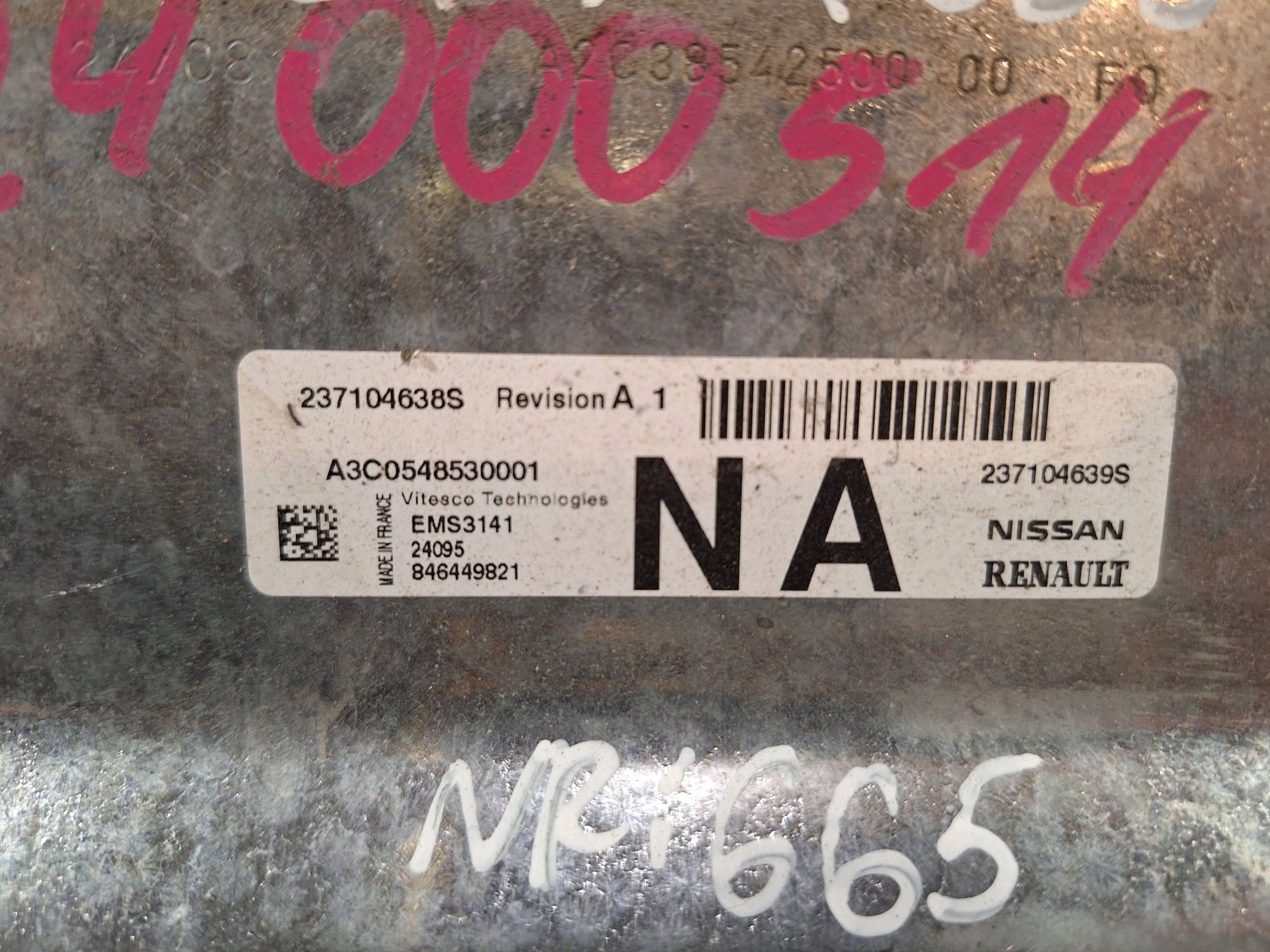 Computer 237104638S 237104639S A3C0548530001 RENAULT DACIA 1.0 TCE