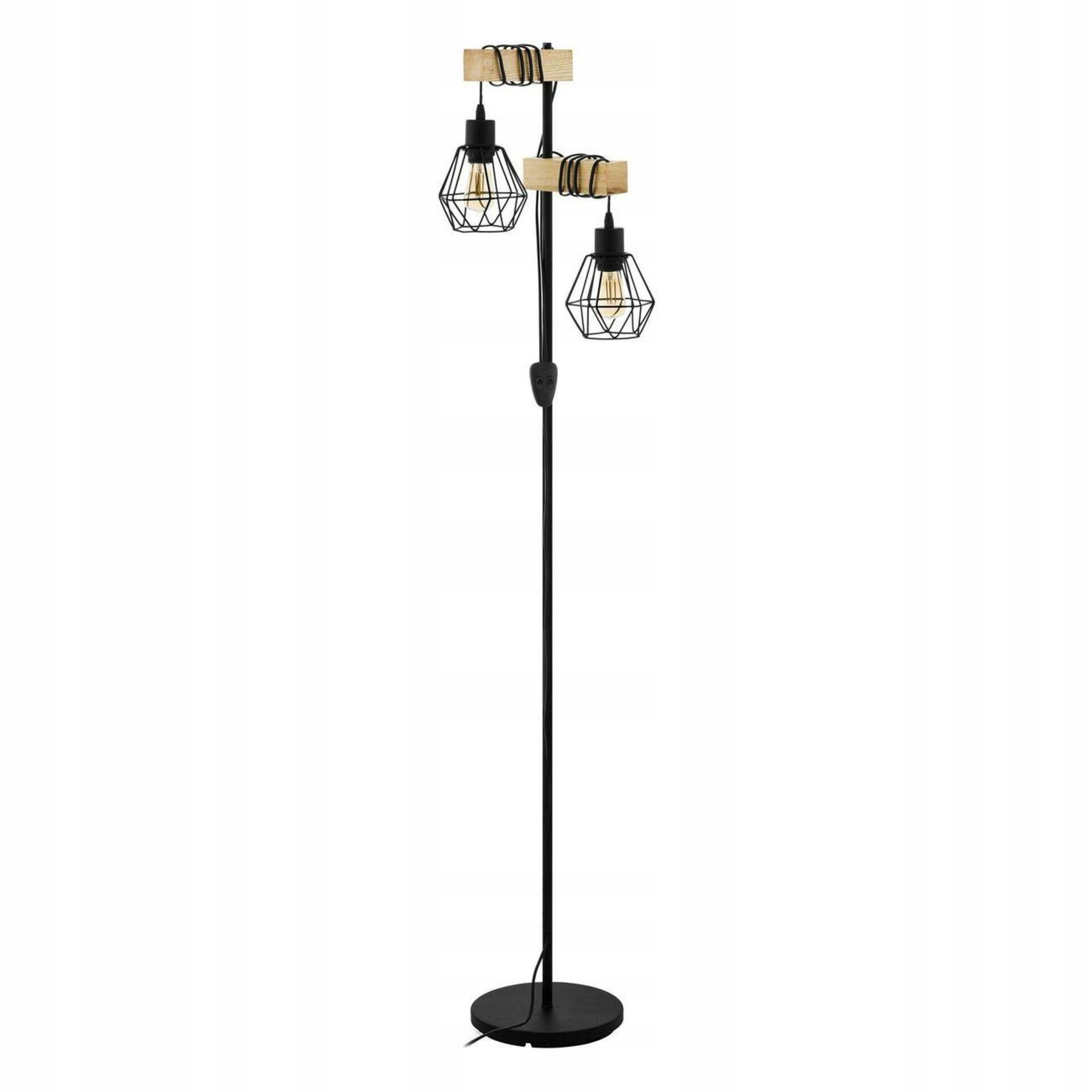 Stojacia lampa Eglo Townshend 5 čierna/drevo E27 2x120W