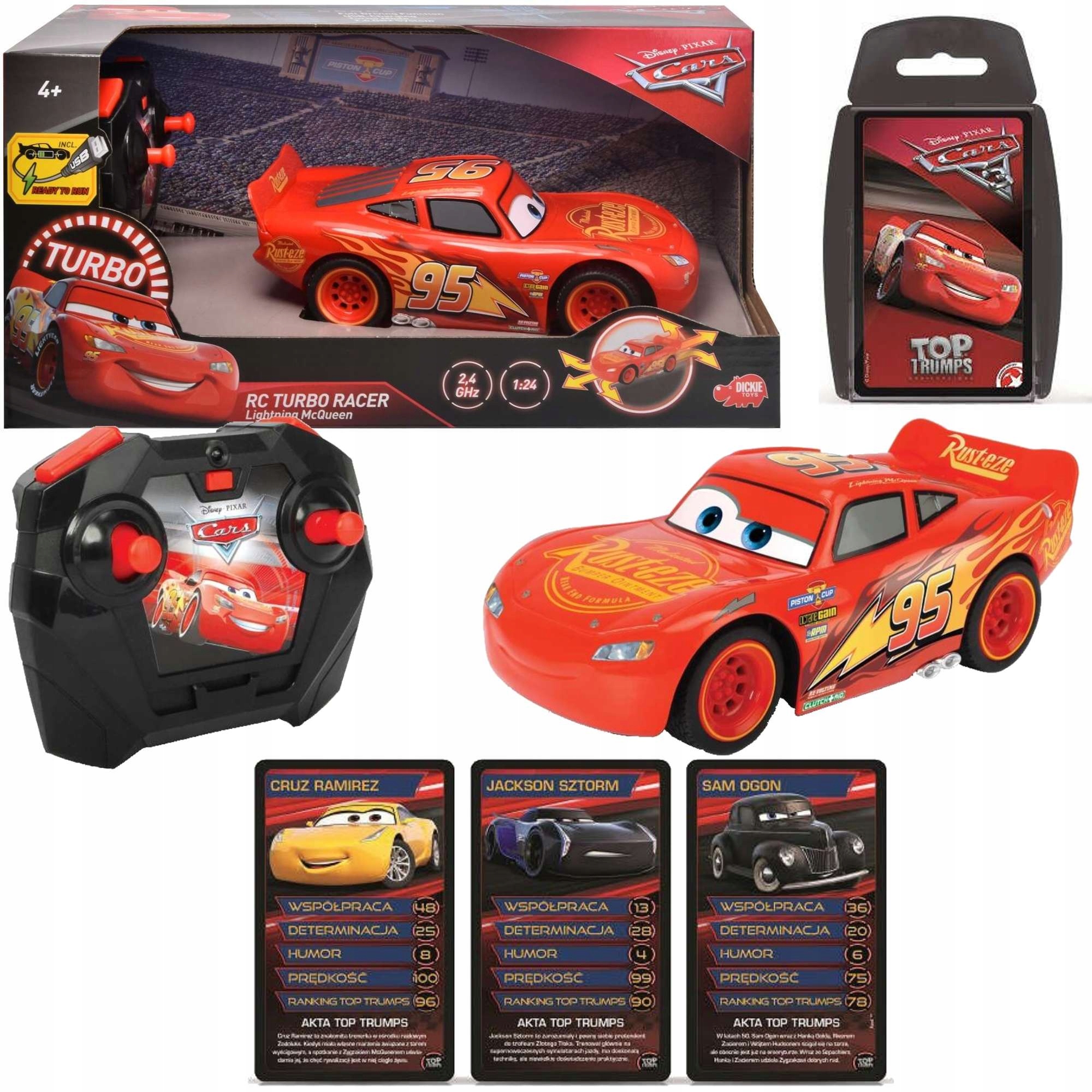 

Zestaw Cars Sterowany Zygzak Mcqueen Talia Kart