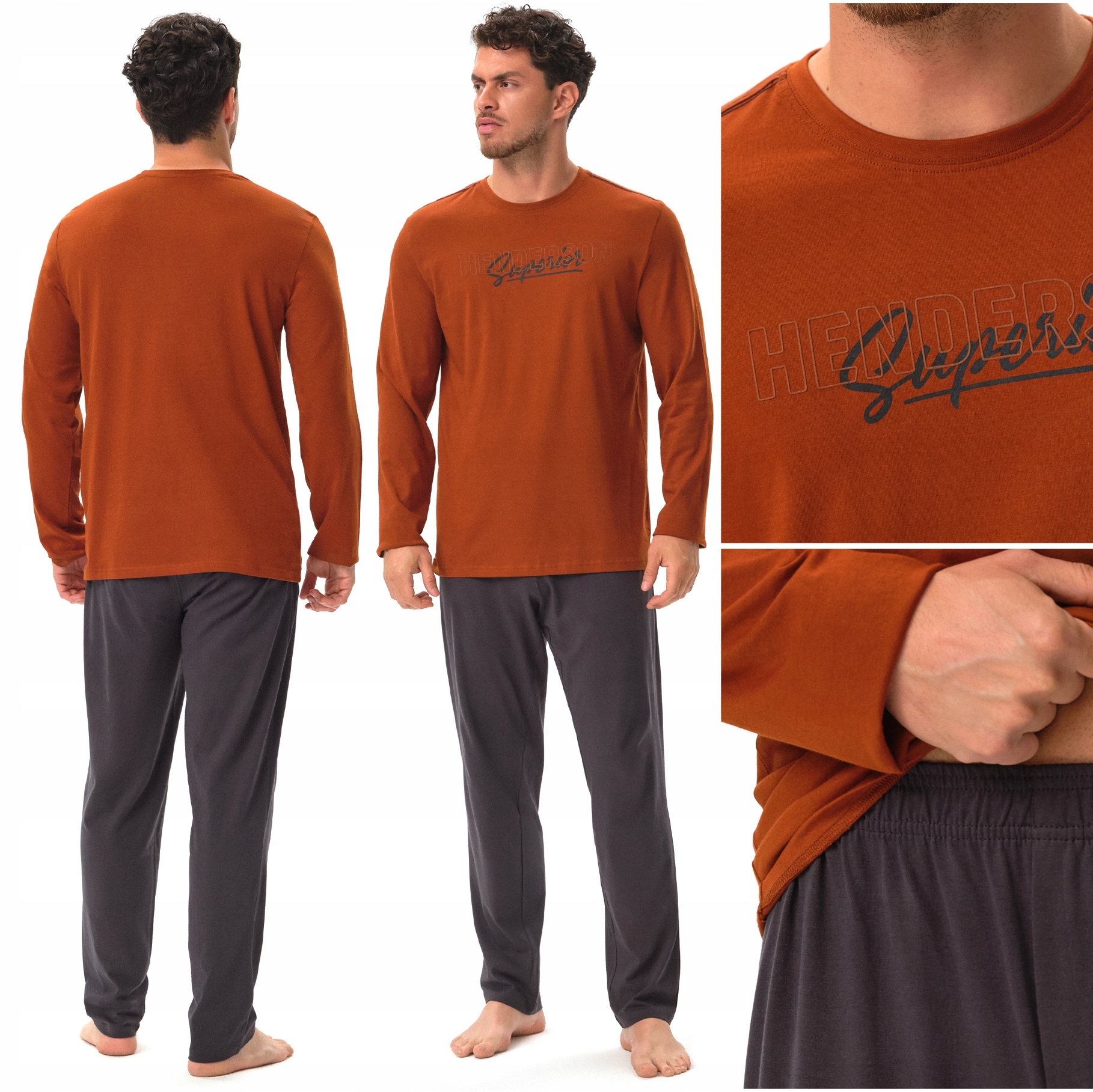 Pánské Pyžamo Henderson Jupiter Komplet s dlouhým rukávem 100% Bavlna XL