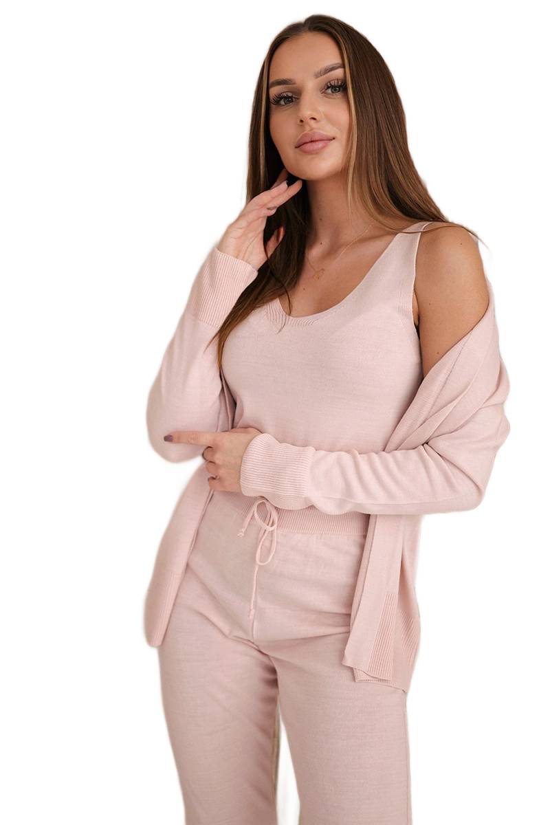 3-dílný svetrový set pudrová růžová
