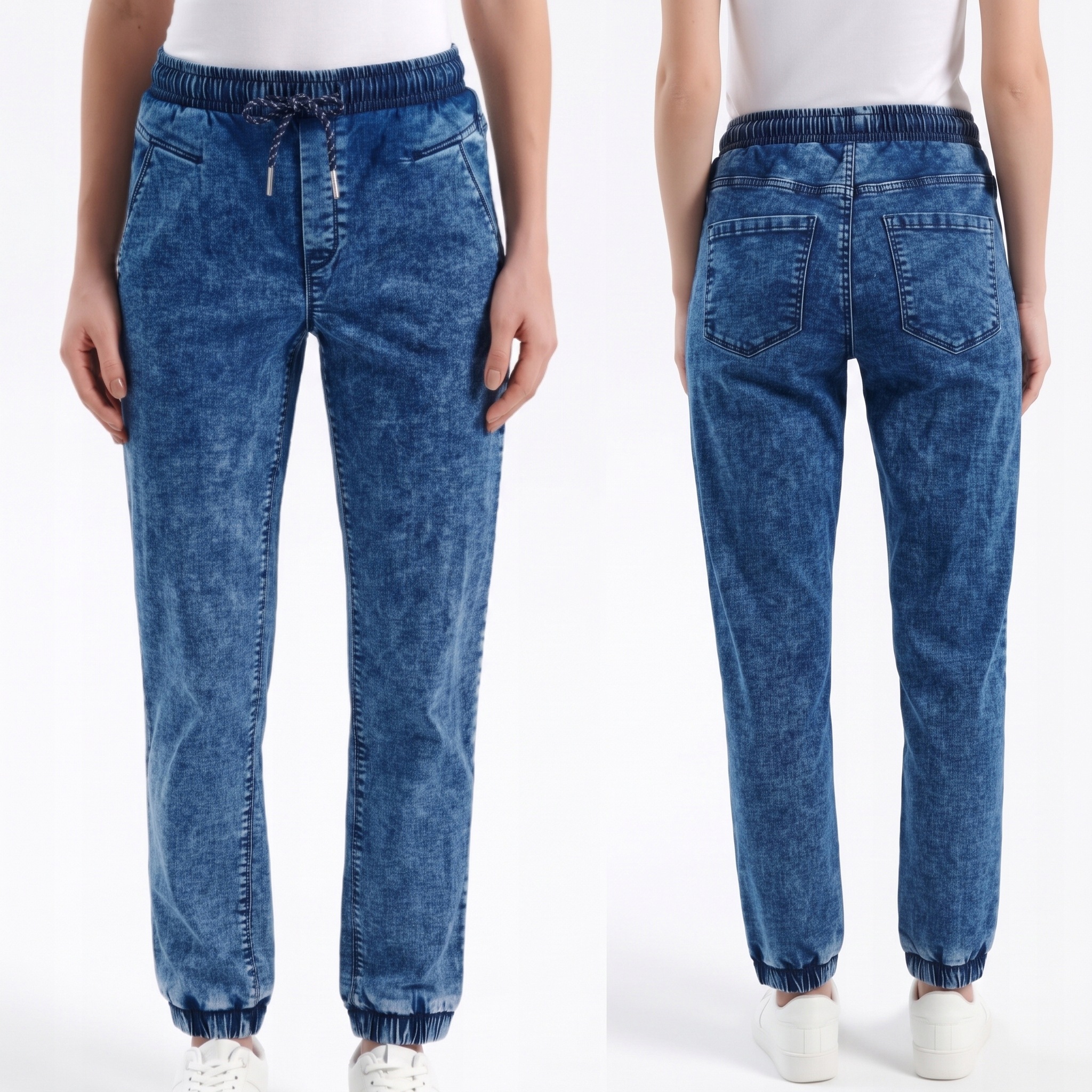 Jeansy damskie joggery, casual jeans na gumce 40/L