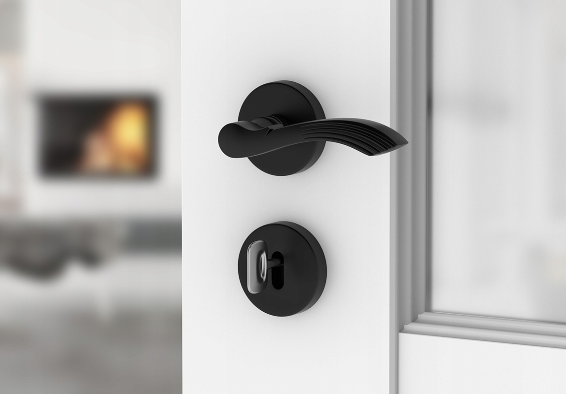 czarna klamka CLASSICA komplet z rozetami klucz Marka Ergo line