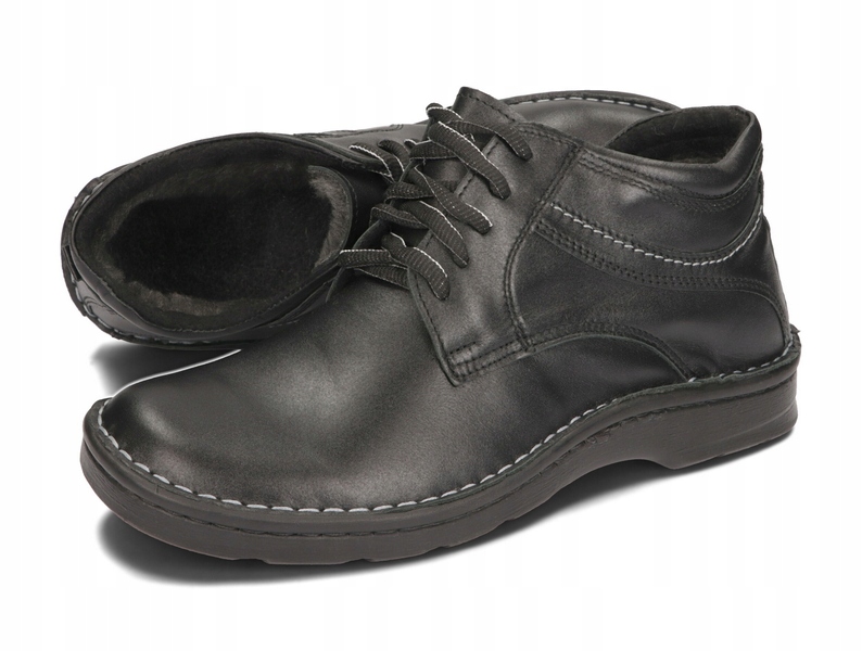 TRZEWIKI PÓŁBUTY MĘSKIE SKÓRA 254 CZARNY 39 Rozmiar 39