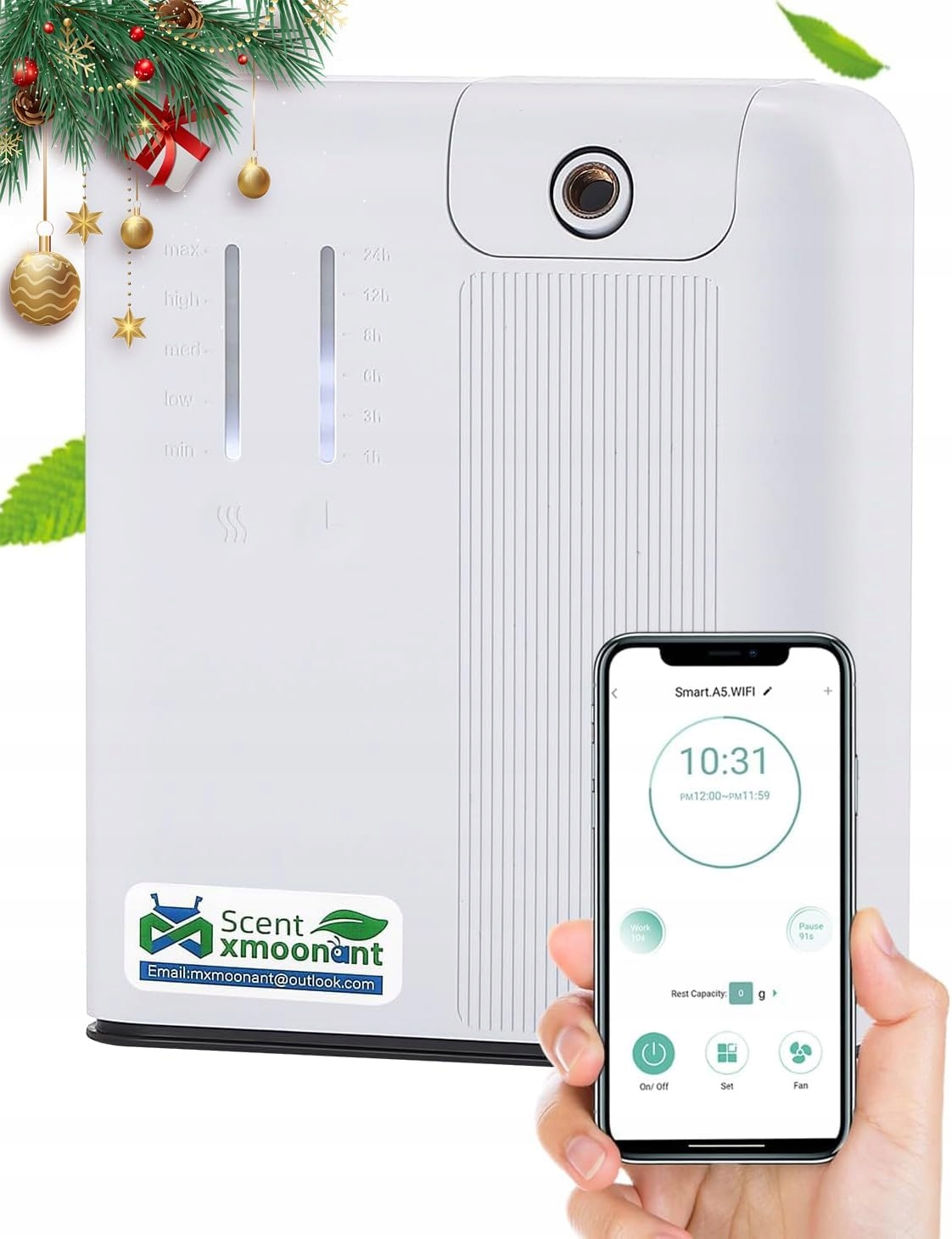 Difuzér s vůní smart WiFi aromatizér vzduchu 300 ml nástěnný časovač