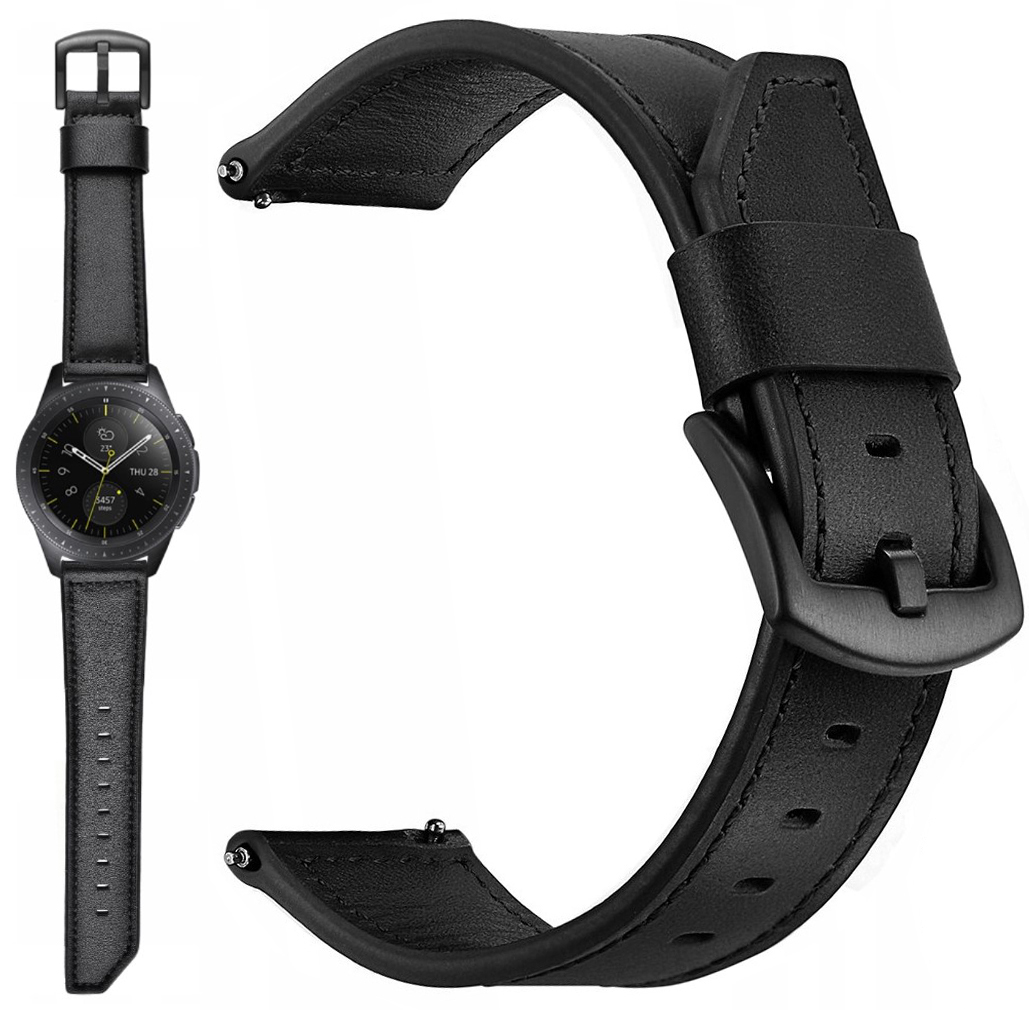 Skórzany Czarny pasek Samsung Galaxy Watch 4 46mm Classic (Tech-Band)