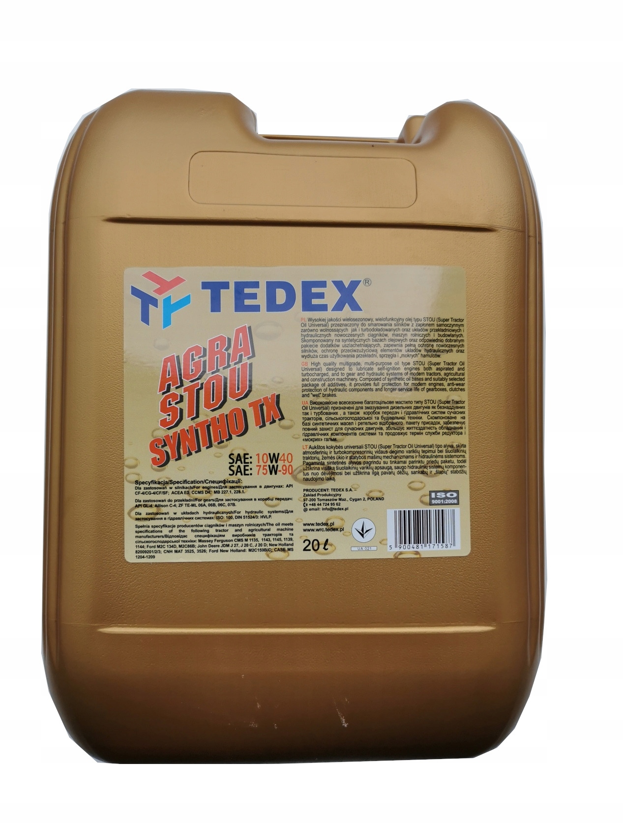 Tedex Agra Stou Syntho TX 10W-40 20L