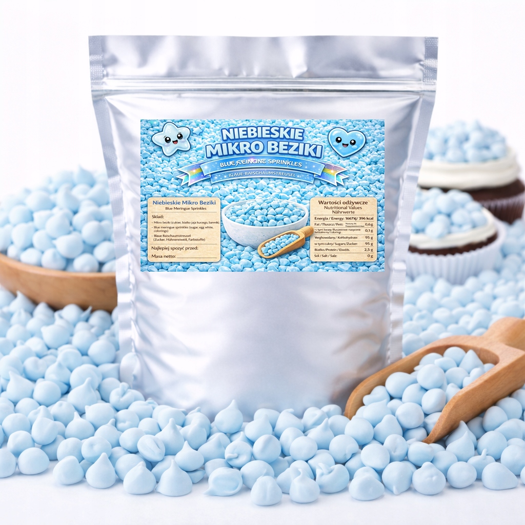 Levně Mikro Sněhové Pusinky modré – mini sněhové pusinky na dort, dezerty, muffiny, dekorace200 g