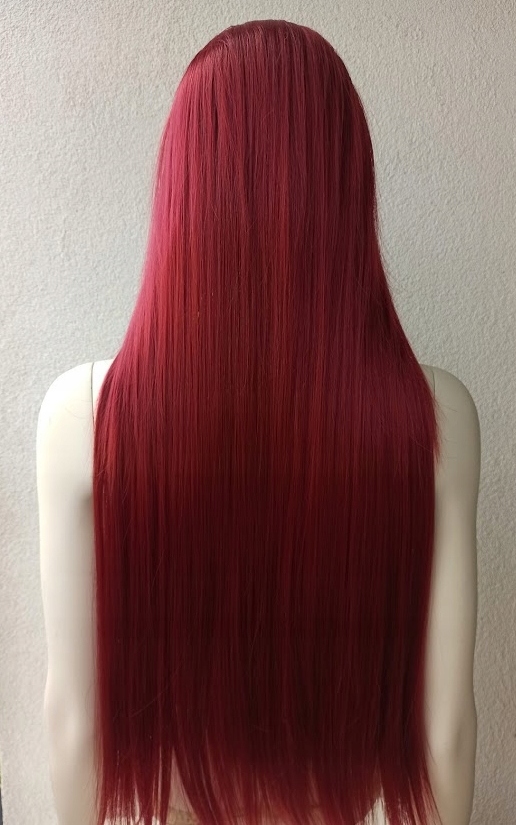 Peruka BORDOWA ciemnoczerwona Poison Ivy cosplay Kolor dominujący pomarańcze i czerwienie