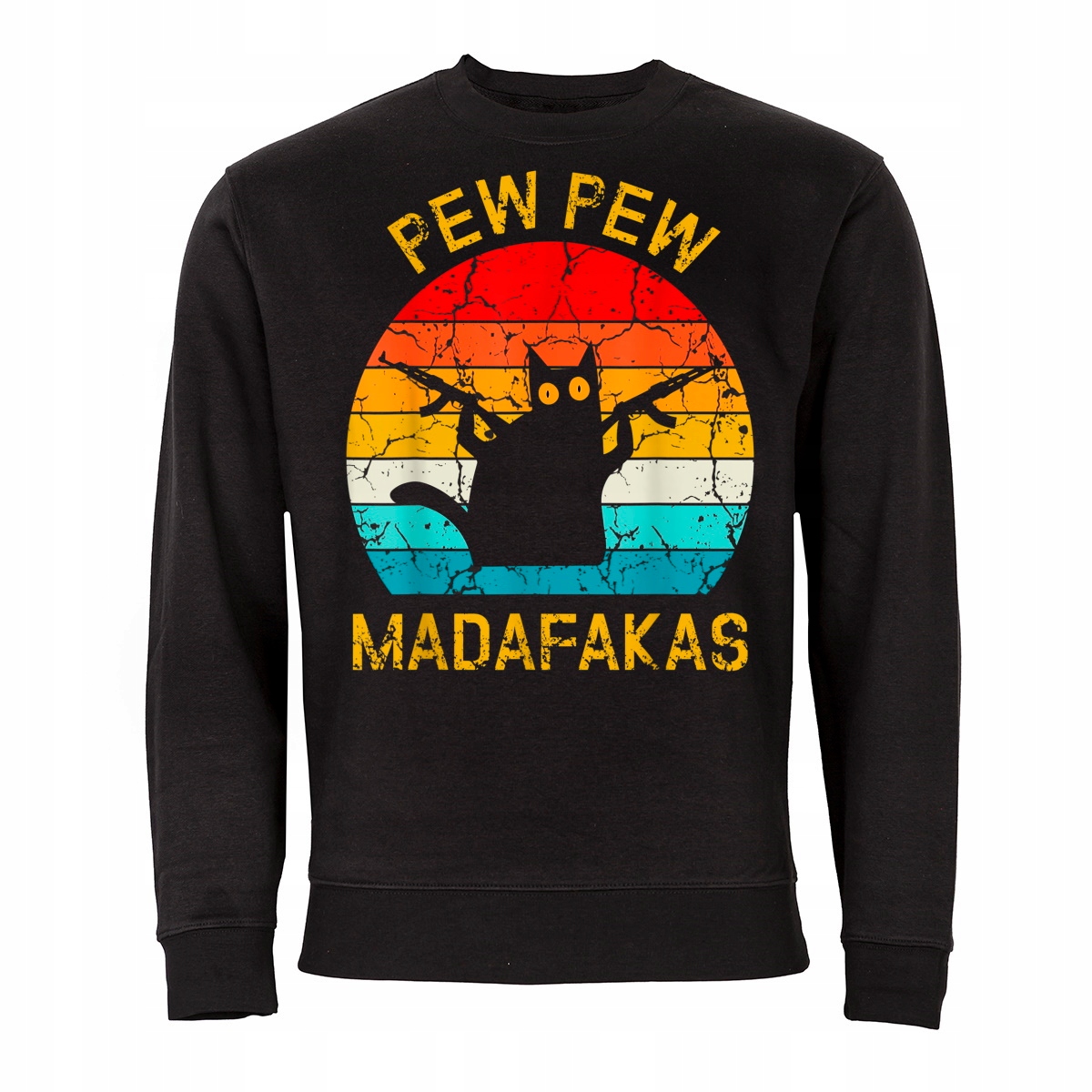 Pánská Mikina Pew Pew Madafakas Černá Kočka